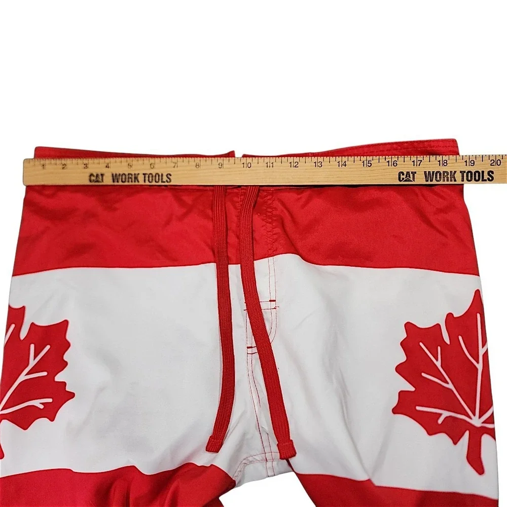 Molson Canadian Board Shorts L Mens Red White Maple Leaf Promo Swim Trunks Beach